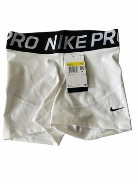 NWT Nike White Performance Compression Shorts with Black Logo Waistband